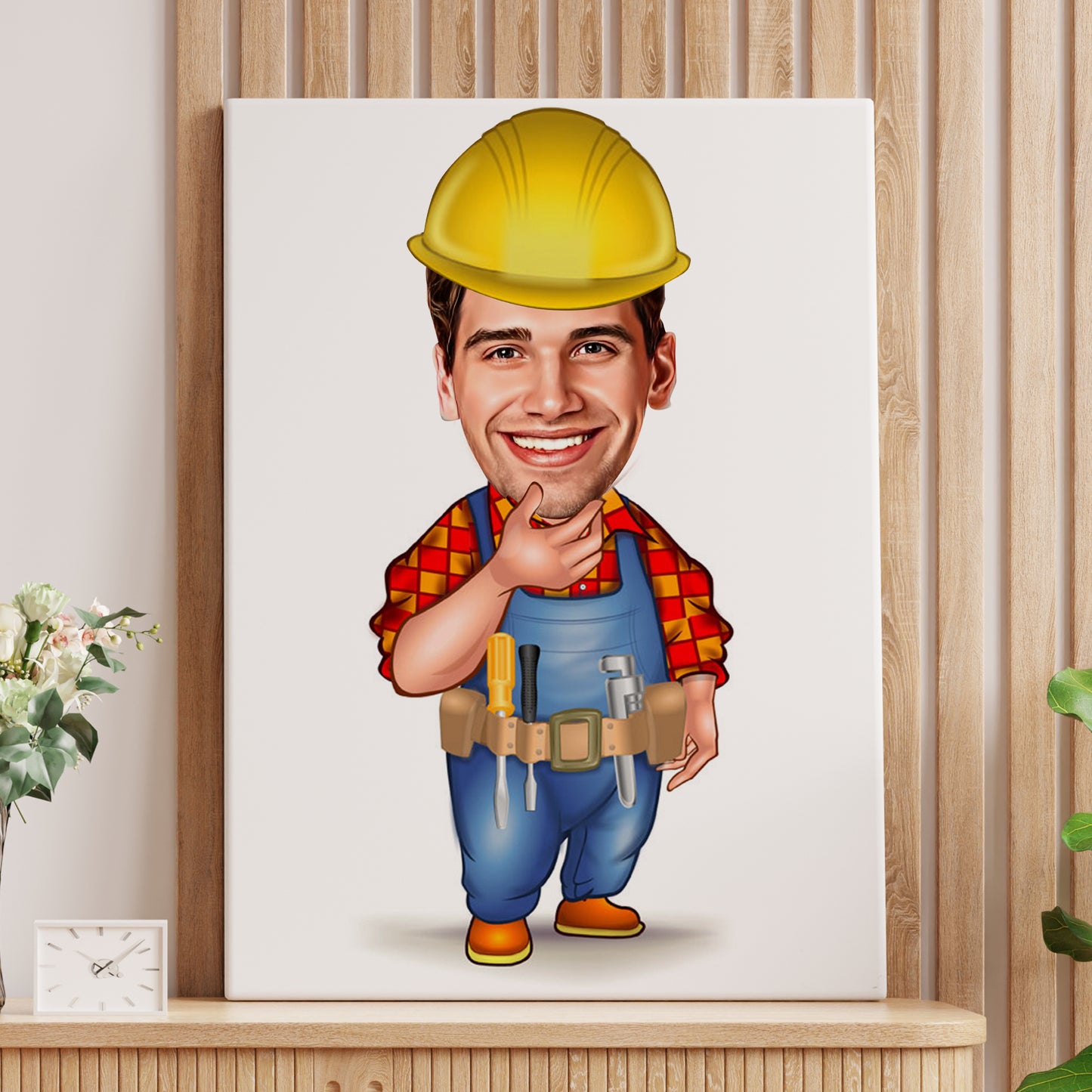 Kişiselleştirilmiş İnşaatçı Temalı Karikatür Tablo