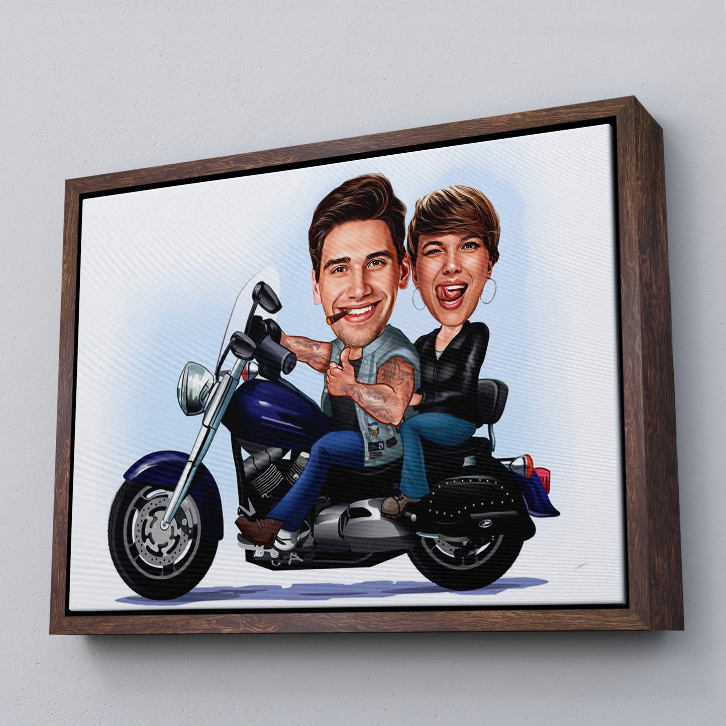 Kişiselleştirilmiş Motosiklet Temalı Karikatür Tablo