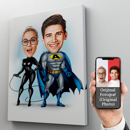 Kişiselleştirilmiş Süper Kahraman Temalı Karikatür Tablo