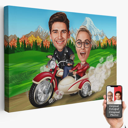 Kişiselleştirilmiş Doğa Temalı Motor Karikatür Tablo
