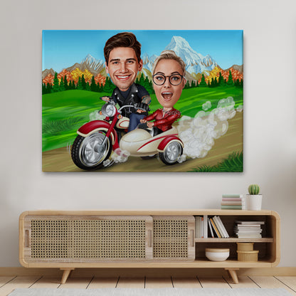 Kişiselleştirilmiş Doğa Temalı Motor Karikatür Tablo