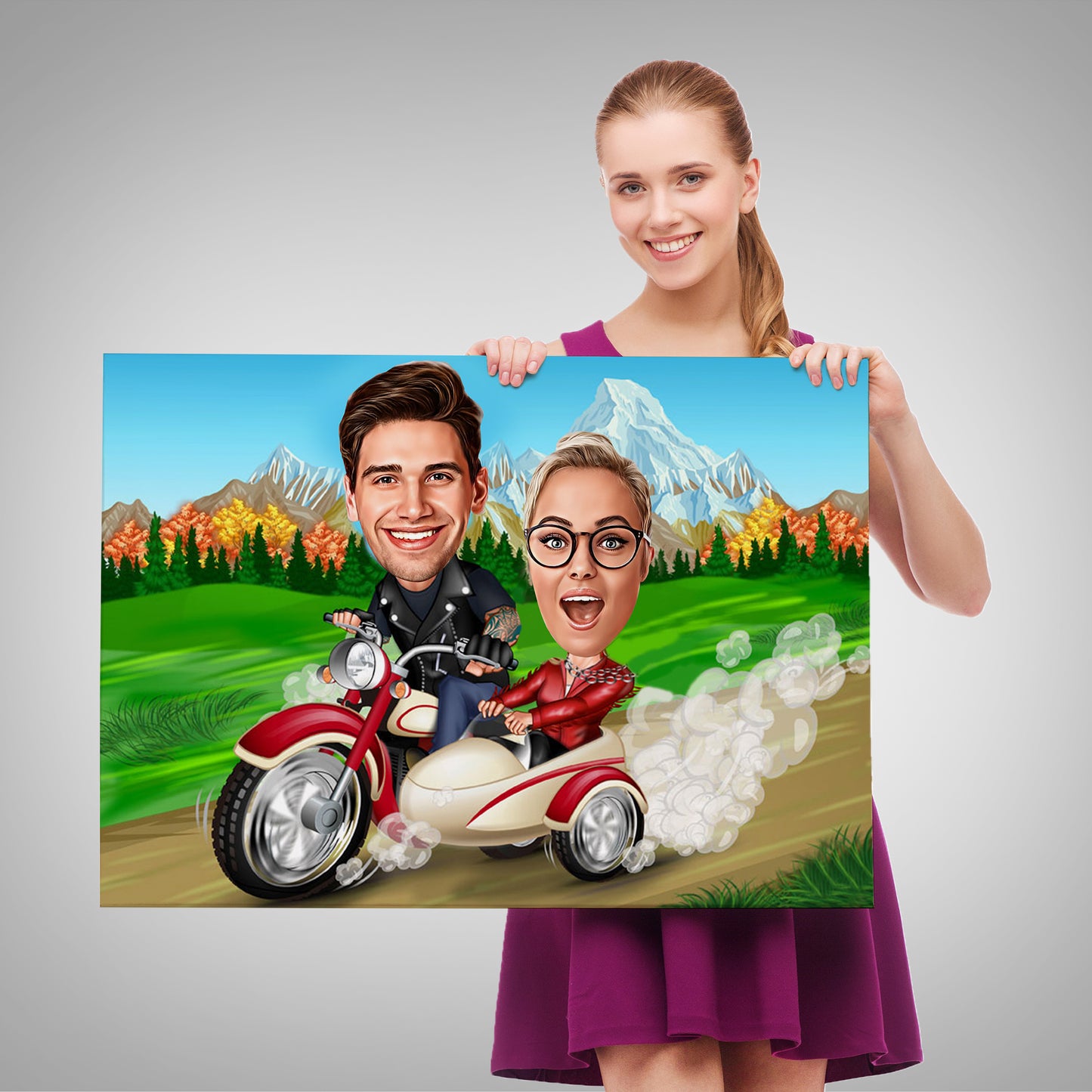 Kişiselleştirilmiş Doğa Temalı Motor Karikatür Tablo