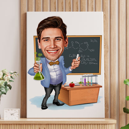 Kişiselleştirilmiş Kimya Öğretmeni Temalı Karikatür Tablo