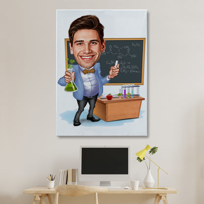 Kişiselleştirilmiş Kimya Öğretmeni Temalı Karikatür Tablo