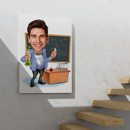 Kişiselleştirilmiş Kimya Öğretmeni Temalı Karikatür Tablo