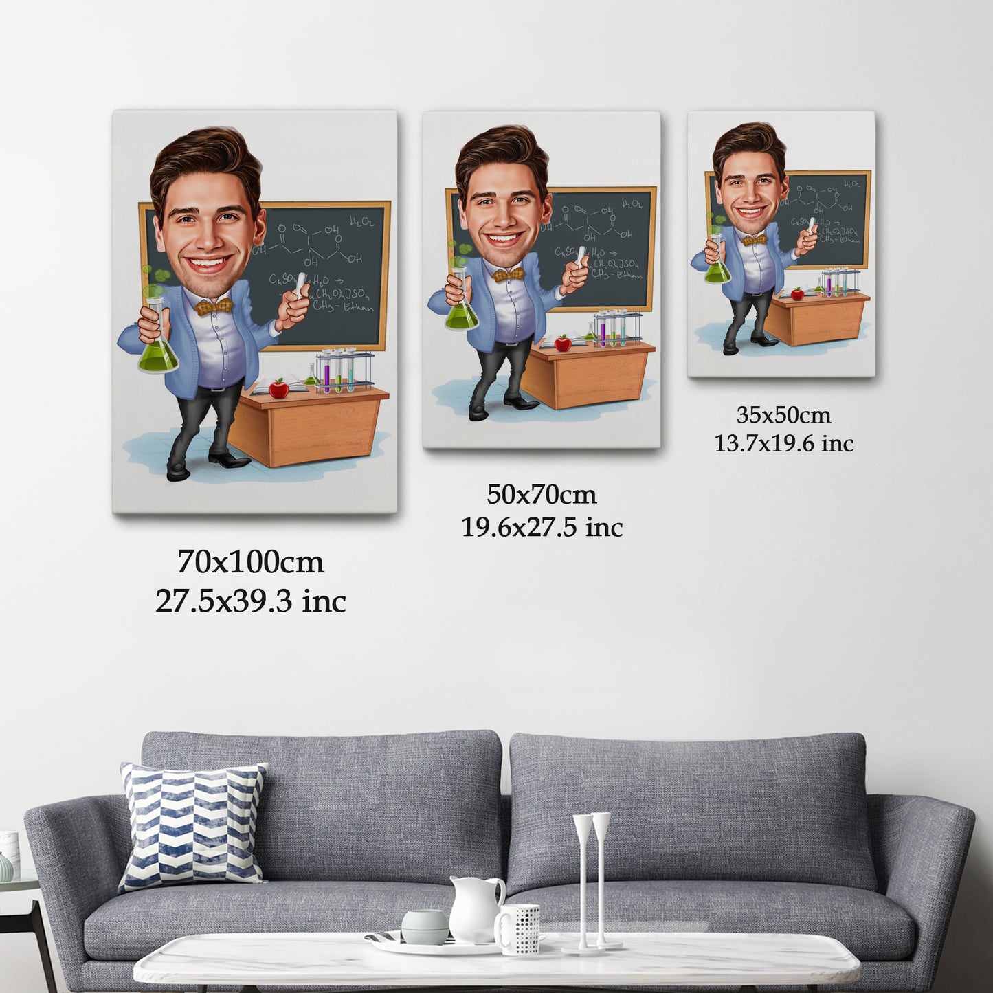 Kişiselleştirilmiş Kimya Öğretmeni Temalı Karikatür Tablo