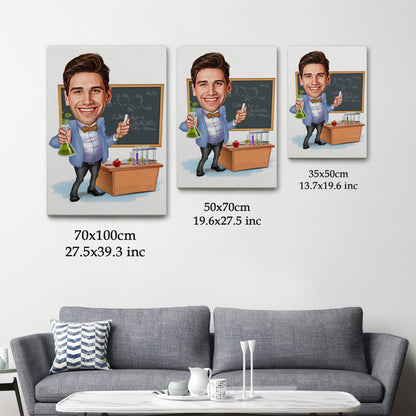 Kişiselleştirilmiş Kimya Öğretmeni Temalı Karikatür Tablo