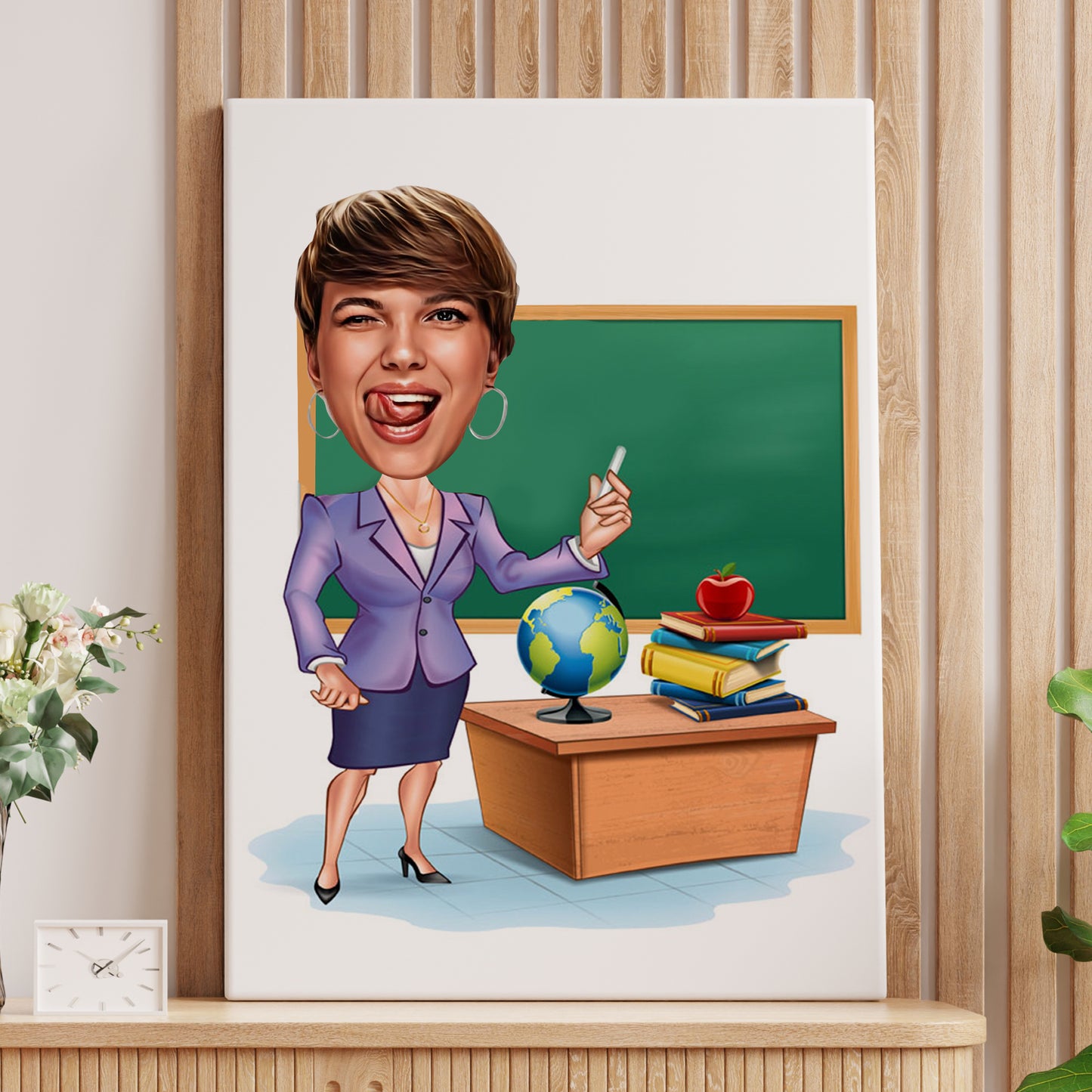 Kişiselleştirilmiş Öğretmen Temalı Karikatür Tablo