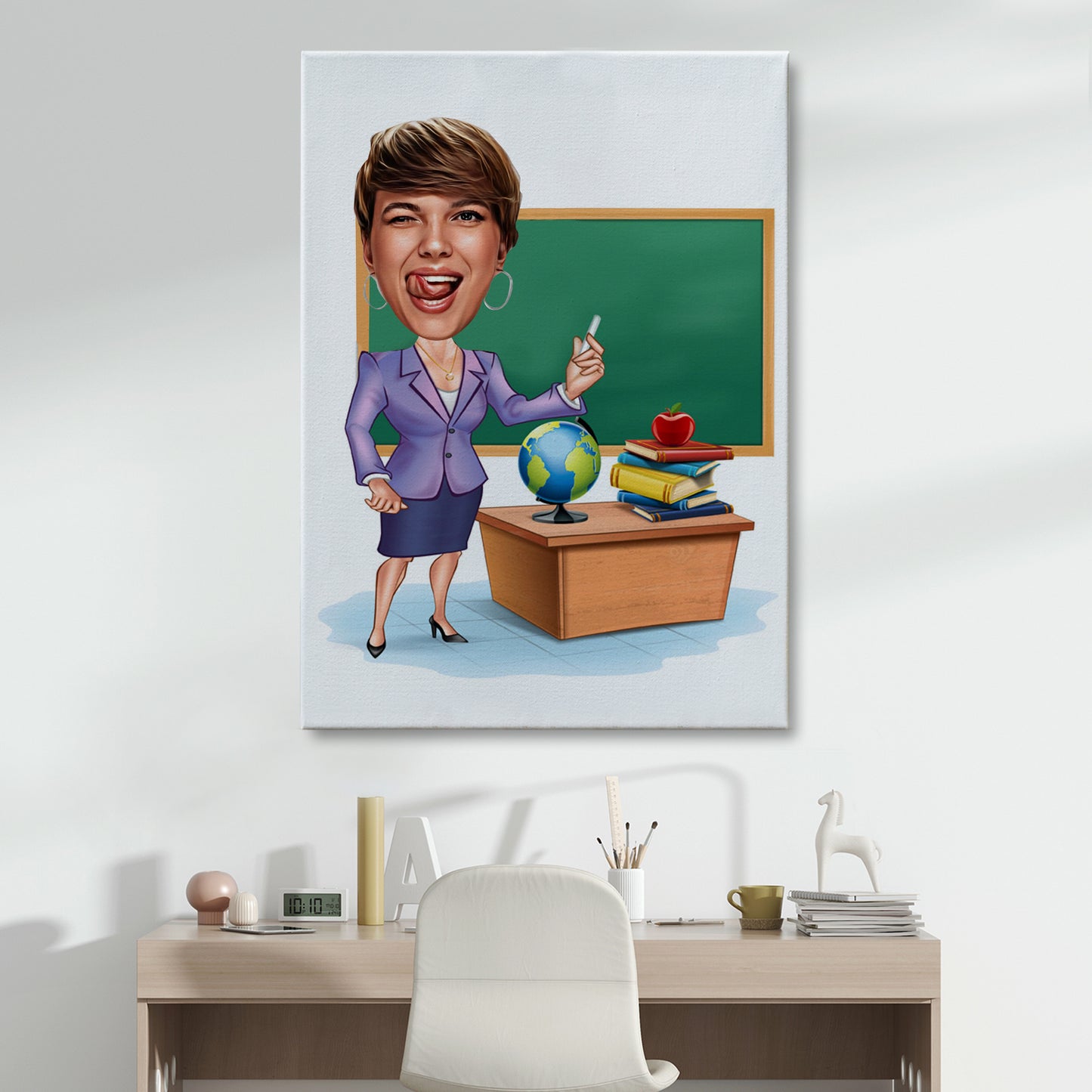 Kişiselleştirilmiş Öğretmen Temalı Karikatür Tablo
