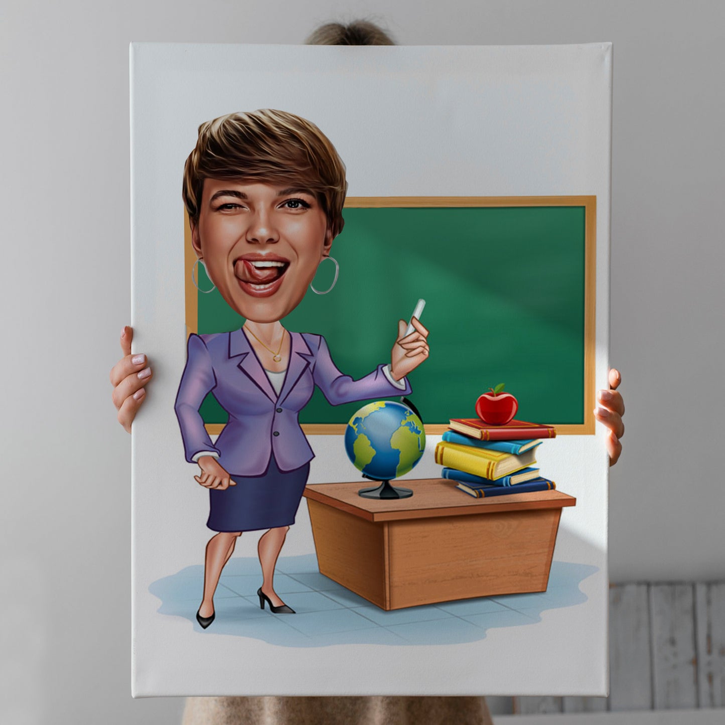 Kişiselleştirilmiş Öğretmen Temalı Karikatür Tablo