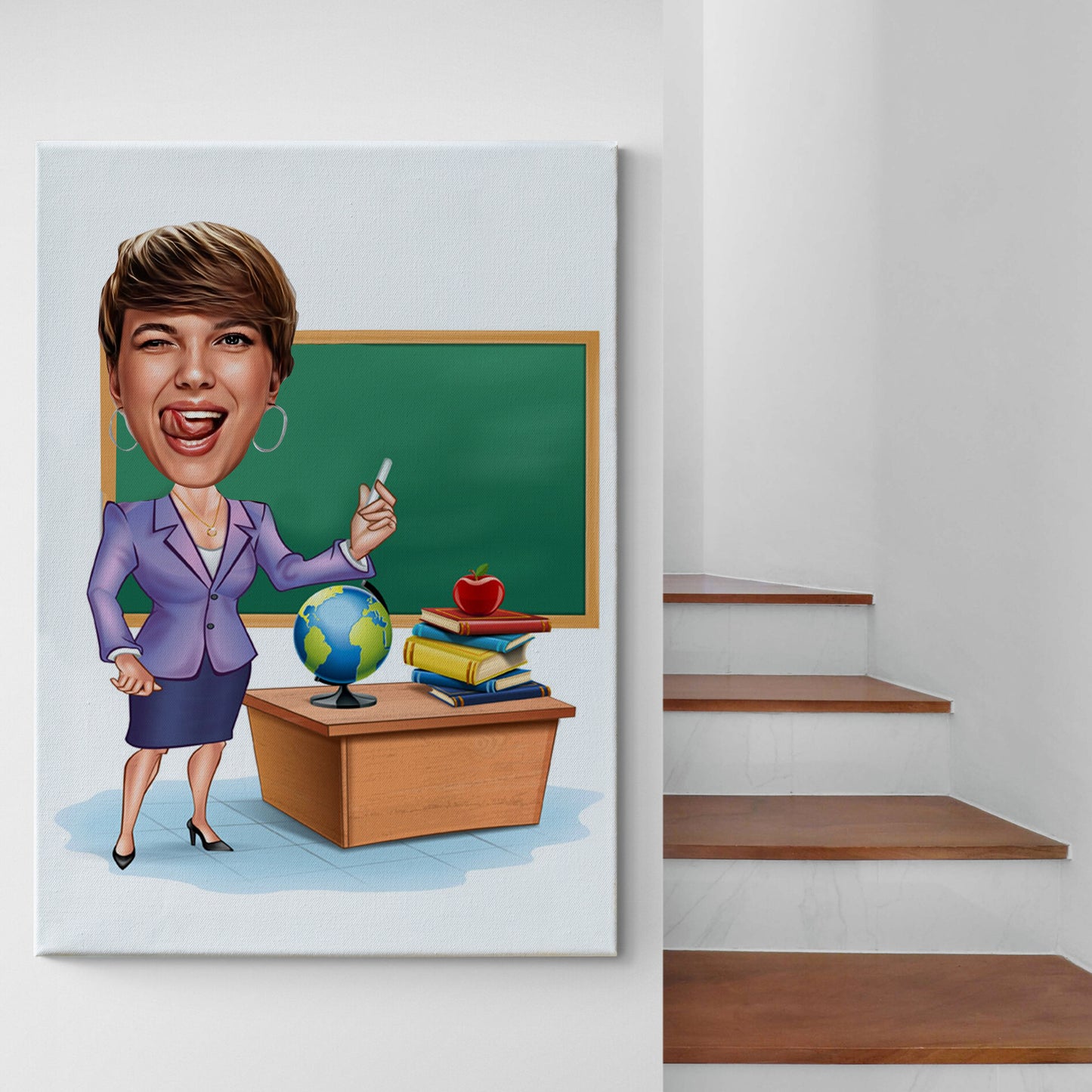 Kişiselleştirilmiş Öğretmen Temalı Karikatür Tablo