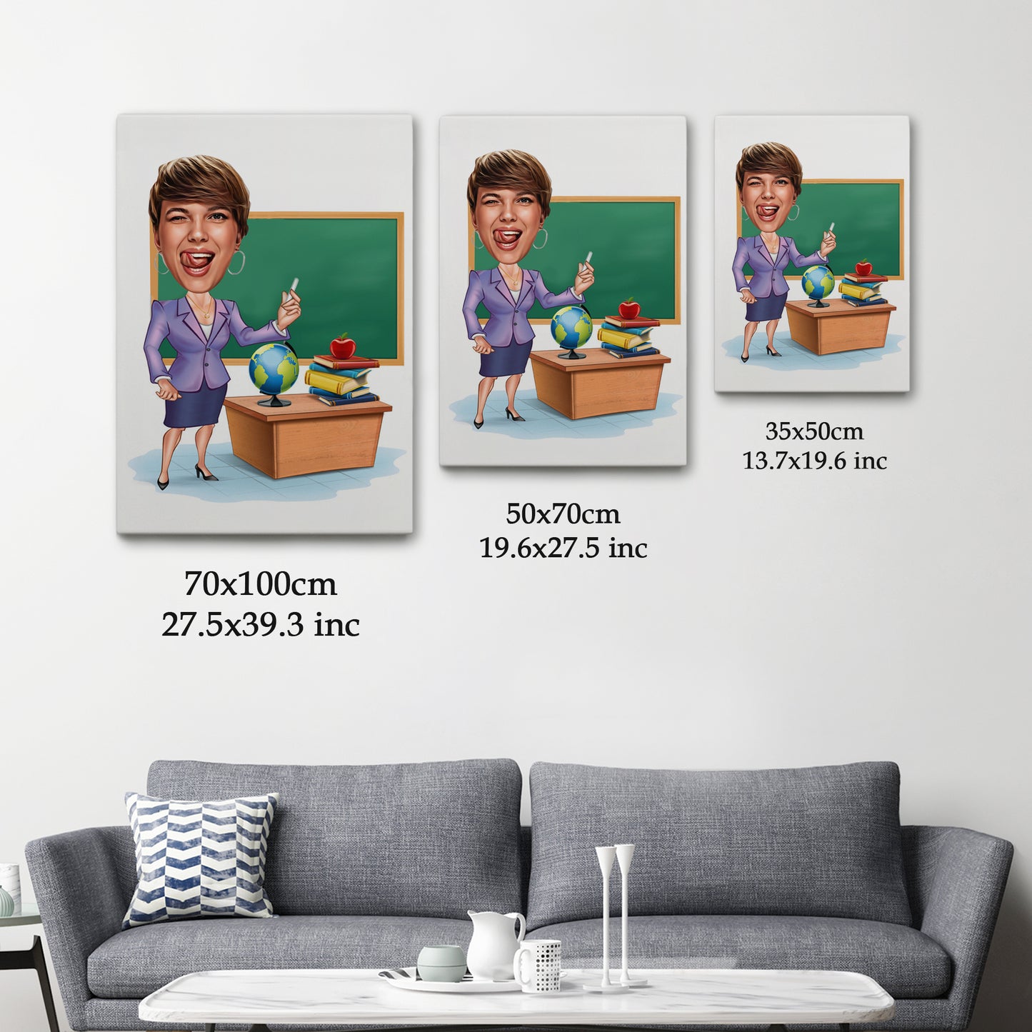 Kişiselleştirilmiş Öğretmen Temalı Karikatür Tablo