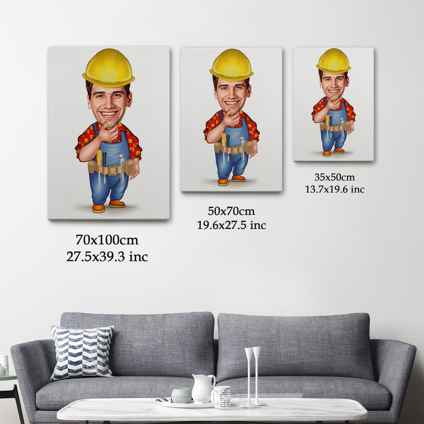 Kişiselleştirilmiş İnşaatçı Temalı Karikatür Tablo