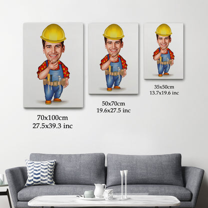 Kişiselleştirilmiş İnşaatçı Temalı Karikatür Tablo