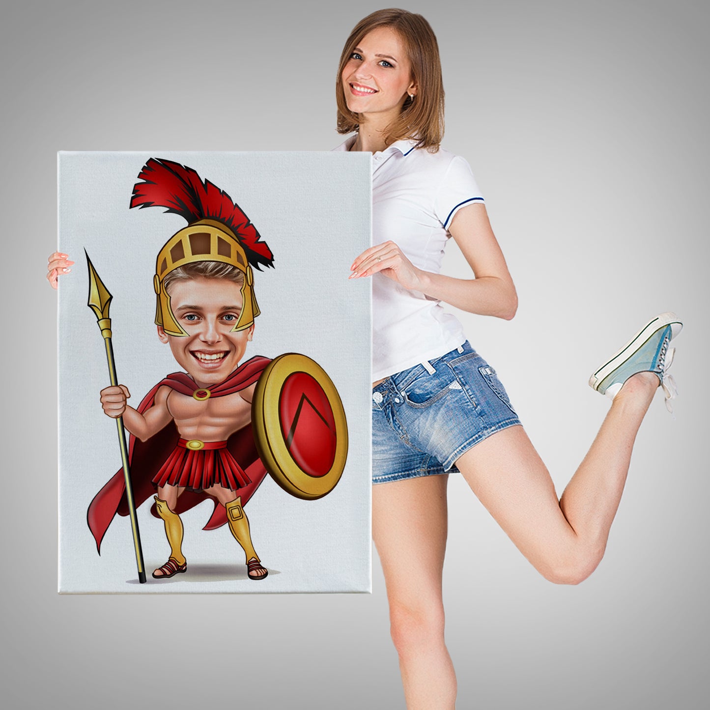Kişiselleştirilmiş Roma Şövalyeli Temalı Karikatür Tablo