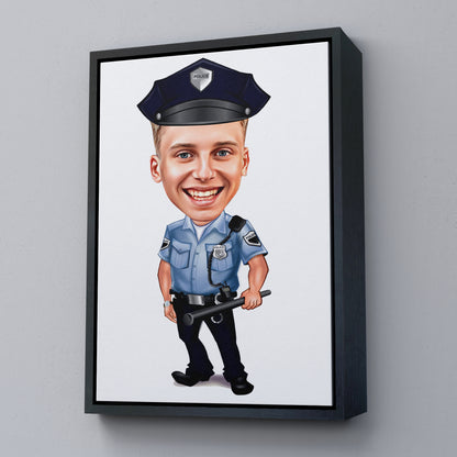 Kişiselleştirilmiş Polis Temalı Karikatür Tablo