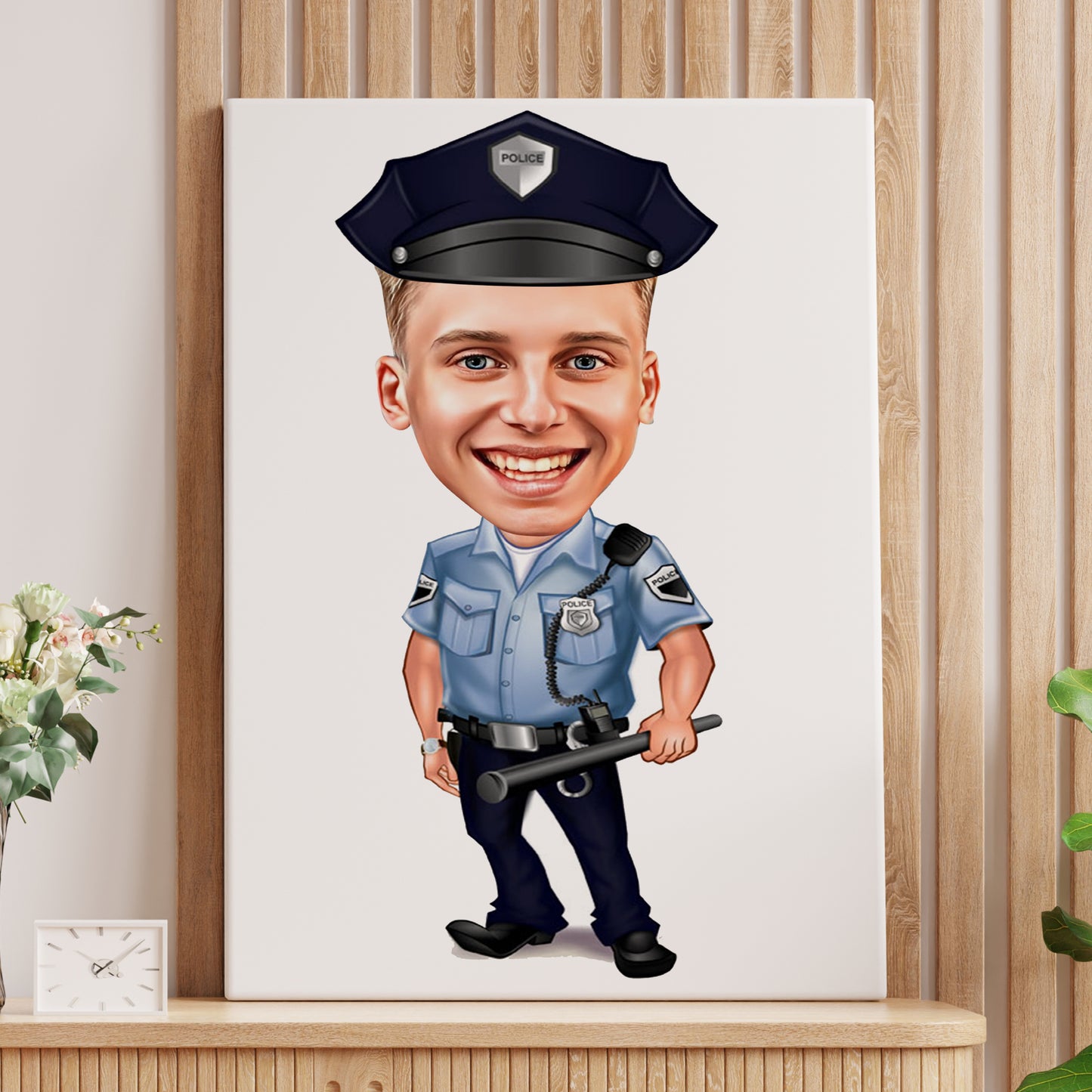 Kişiselleştirilmiş Polis Temalı Karikatür Tablo