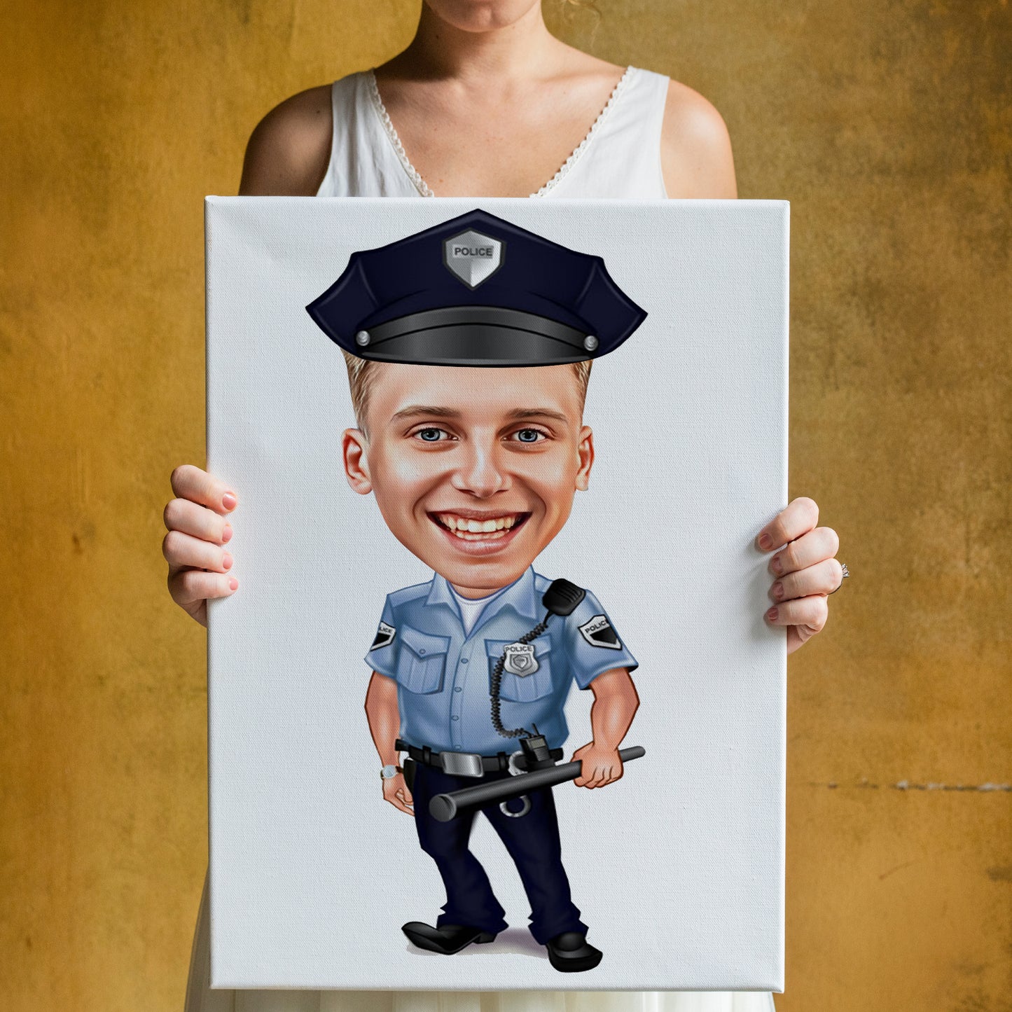 Kişiselleştirilmiş Polis Temalı Karikatür Tablo