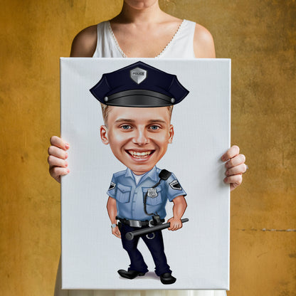 Kişiselleştirilmiş Polis Temalı Karikatür Tablo
