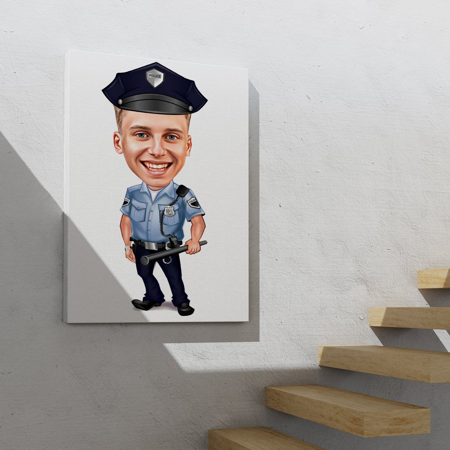 Kişiselleştirilmiş Polis Temalı Karikatür Tablo