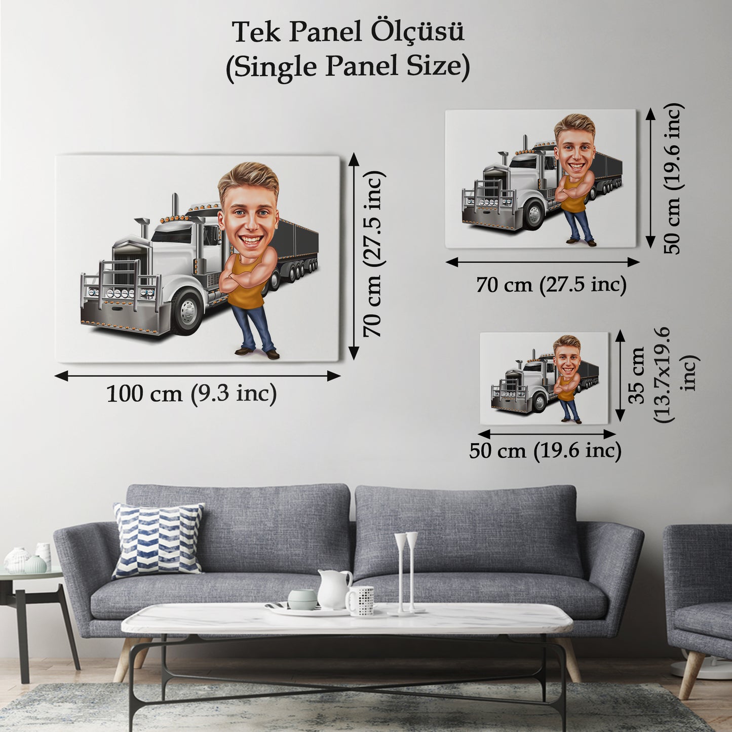Kişiselleştirilmiş Kamyoncu Temalı Karikatür Tablo