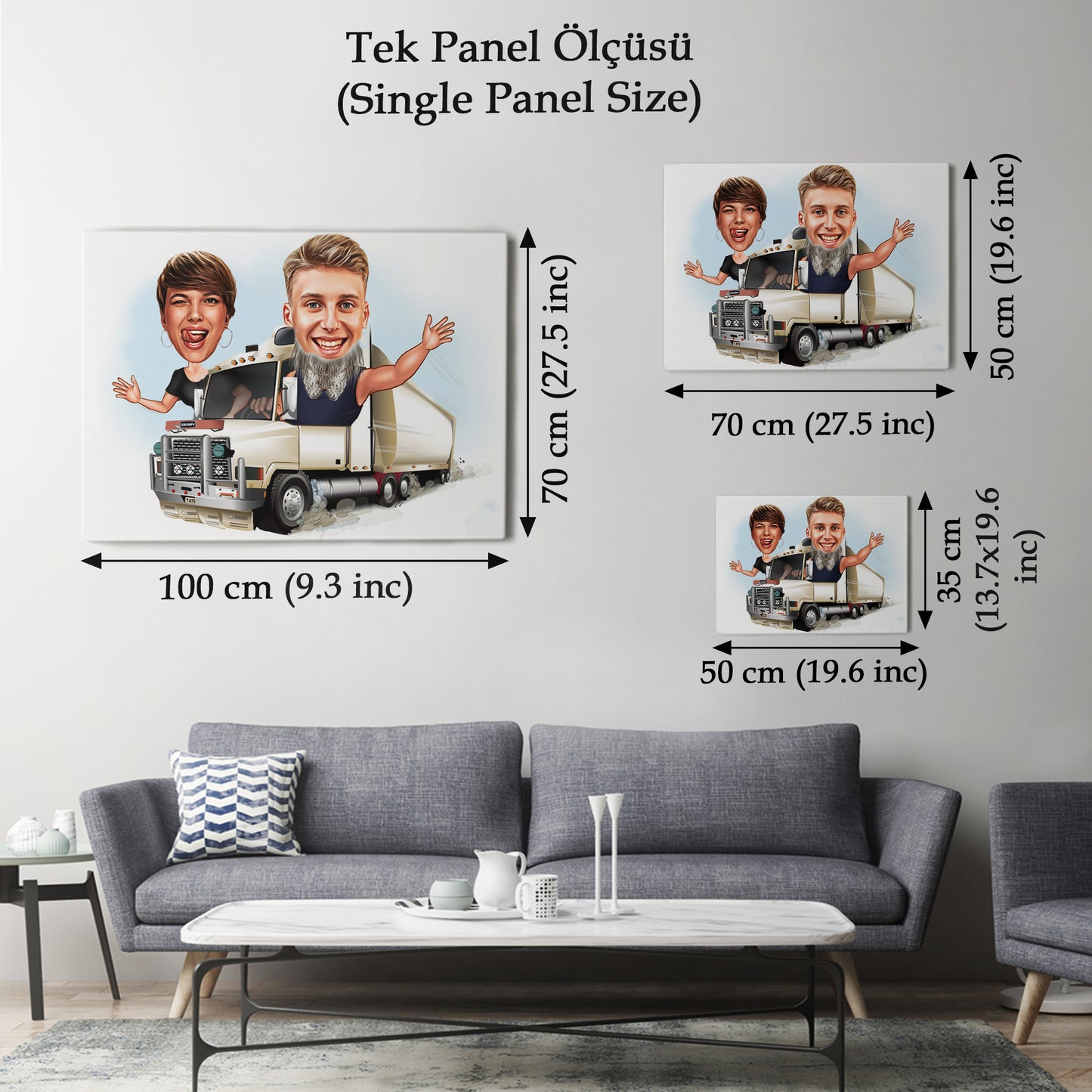 Kişiselleştirilmiş Kamyon Temalı Karikatür Tablo
