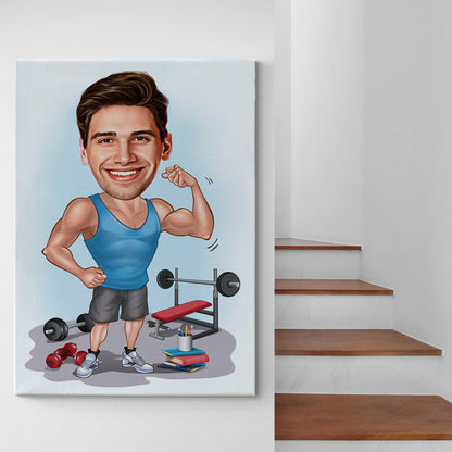 Kişiselleştirilmiş Spor Temalı Karikatür Tablo