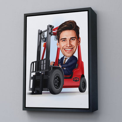 Kişiselleştirilmiş Forklift Temalı Karikatür Tablo