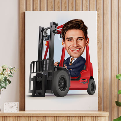 Kişiselleştirilmiş Forklift Temalı Karikatür Tablo