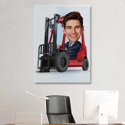 Kişiselleştirilmiş Forklift Temalı Karikatür Tablo