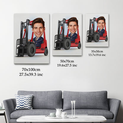 Kişiselleştirilmiş Forklift Temalı Karikatür Tablo