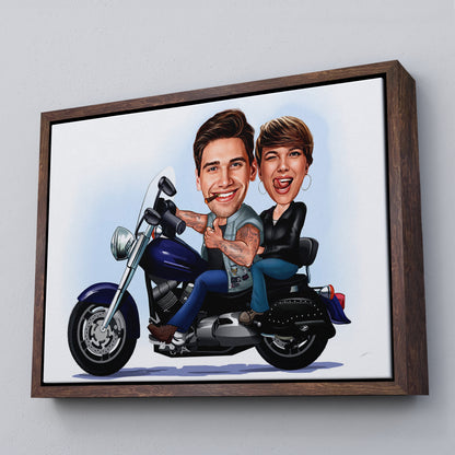 Kişiselleştirilmiş Motosiklet Temalı Karikatür Tablo