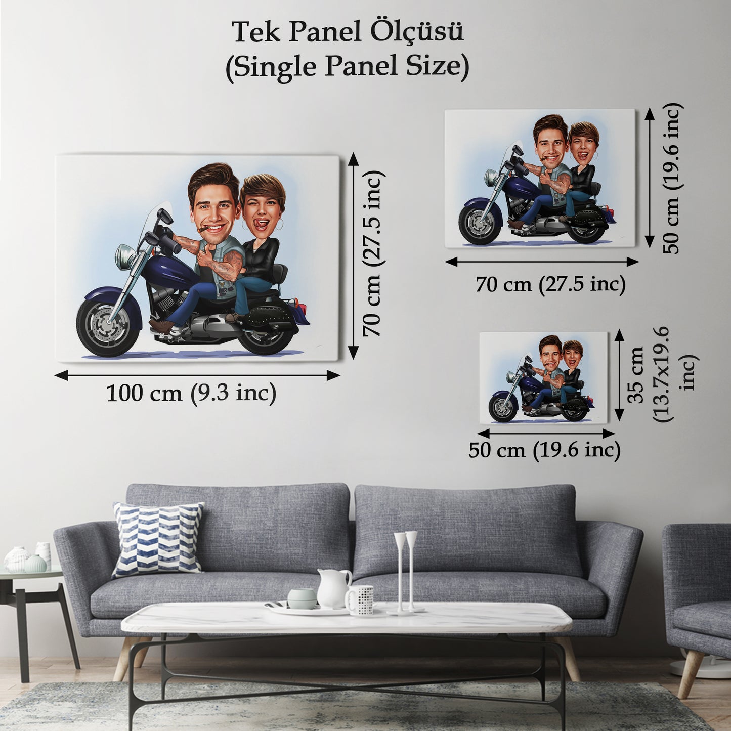 Kişiselleştirilmiş Motosiklet Temalı Karikatür Tablo