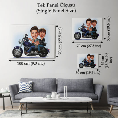 Kişiselleştirilmiş Motosiklet Temalı Karikatür Tablo