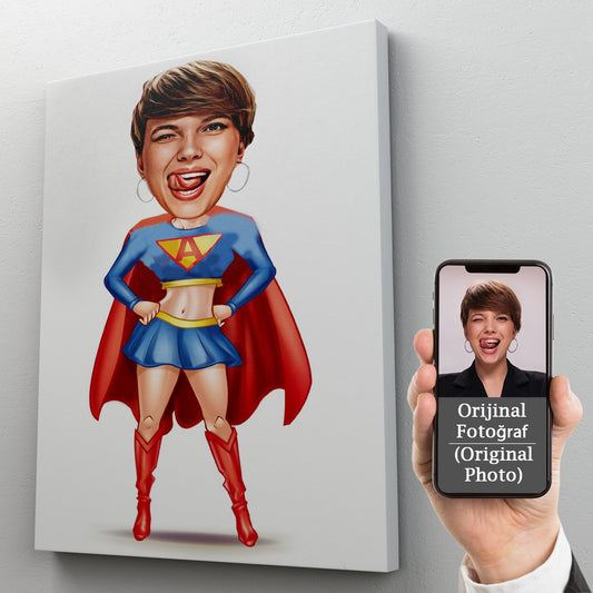 Kişiselleştirilmiş Süper Kahraman Temalı Karikatür Tablo