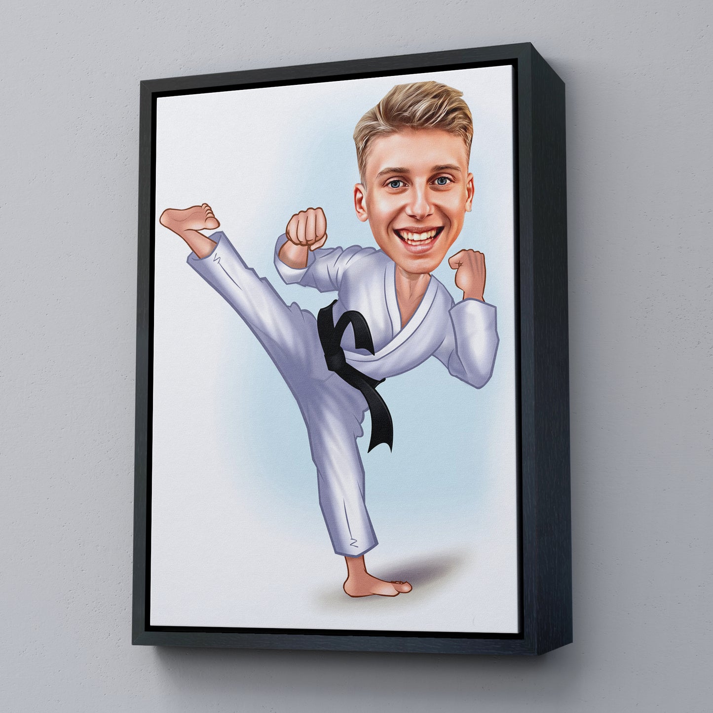 Kişiselleştirilmiş Karateci Temalı Karikatür Tablo