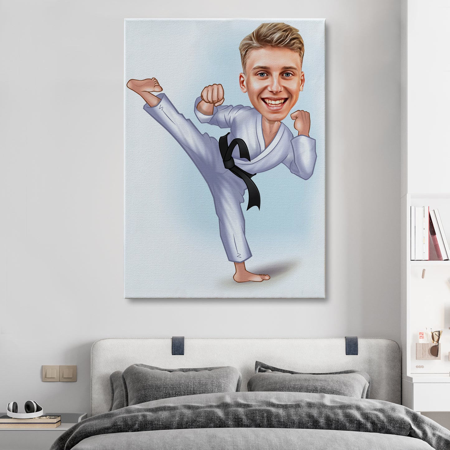 Kişiselleştirilmiş Karateci Temalı Karikatür Tablo