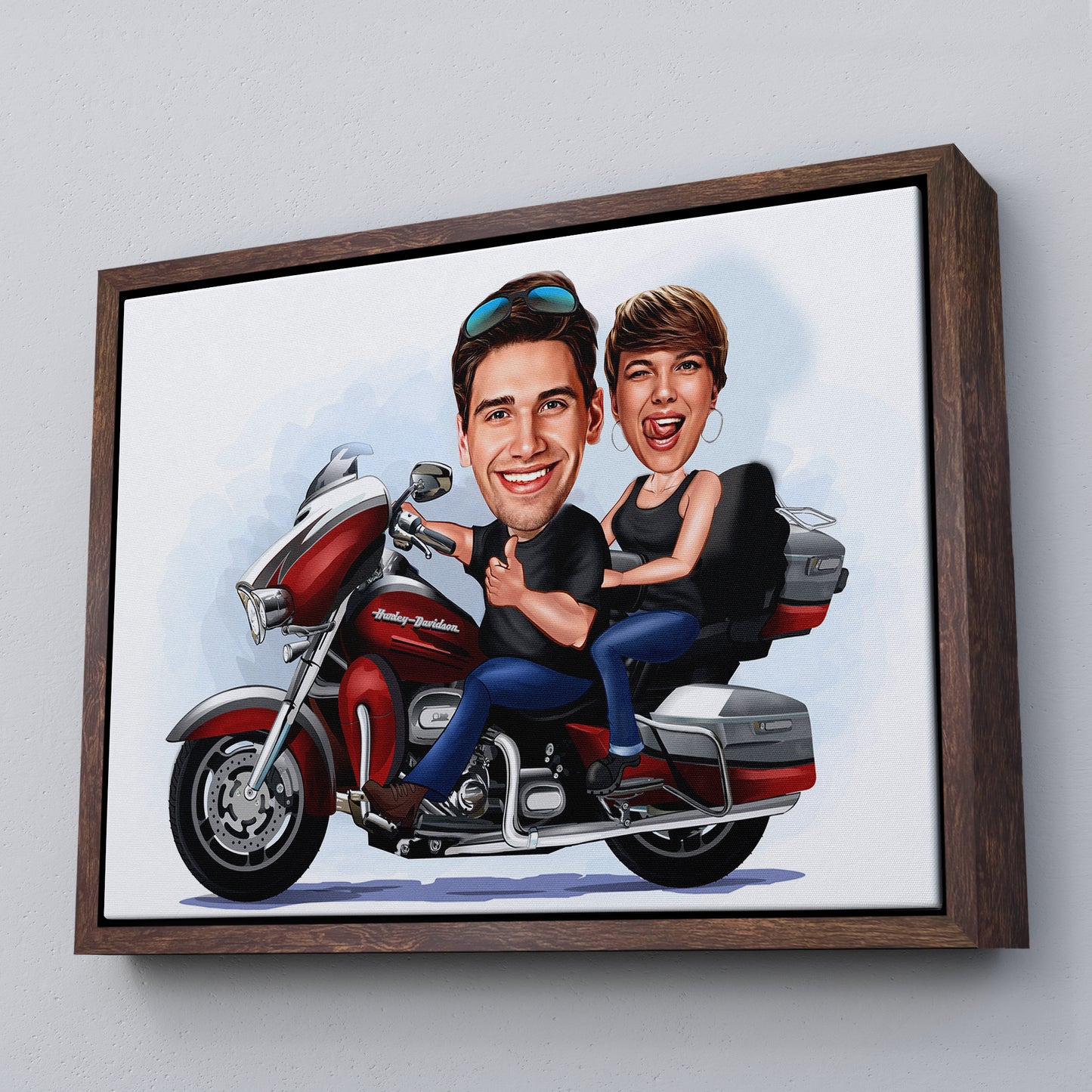 Kişiselleştirilmiş Motorcu Temalı Karikatür Tablo