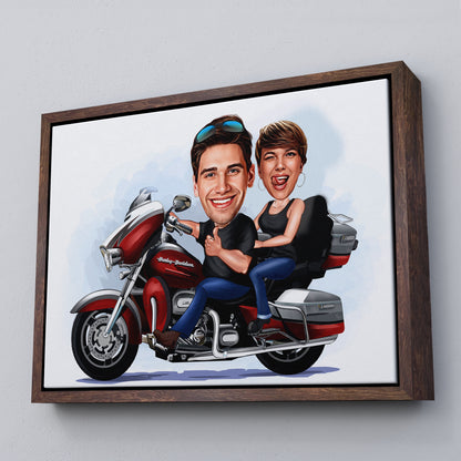 Kişiselleştirilmiş Motorcu Temalı Karikatür Tablo