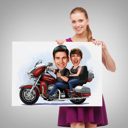 Kişiselleştirilmiş Motorcu Temalı Karikatür Tablo