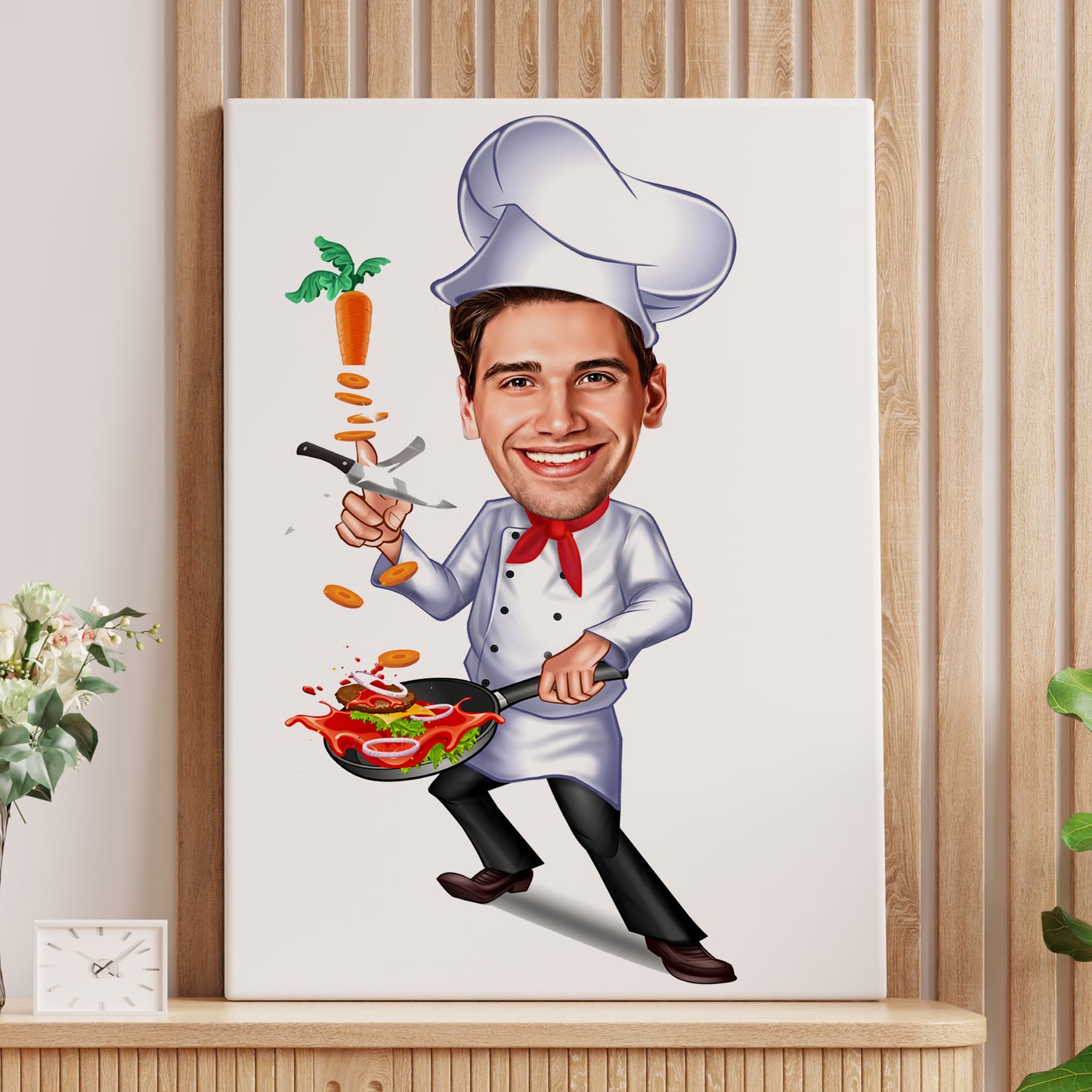 Kişiselleştirilmiş Mutfak Şefi Temalı Karikatür Tablo