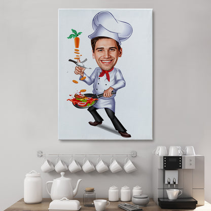Kişiselleştirilmiş Mutfak Şefi Temalı Karikatür Tablo