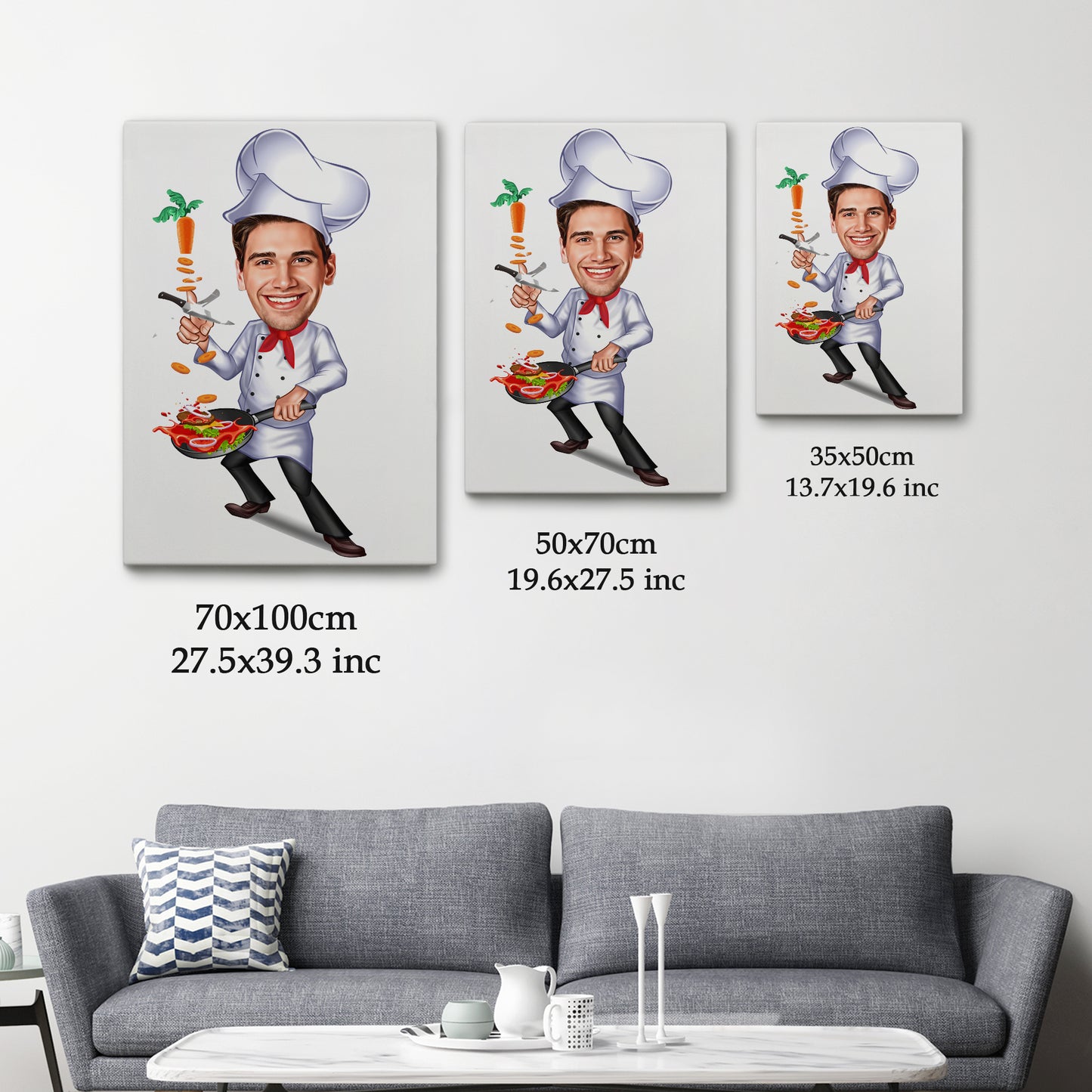 Kişiselleştirilmiş Mutfak Şefi Temalı Karikatür Tablo