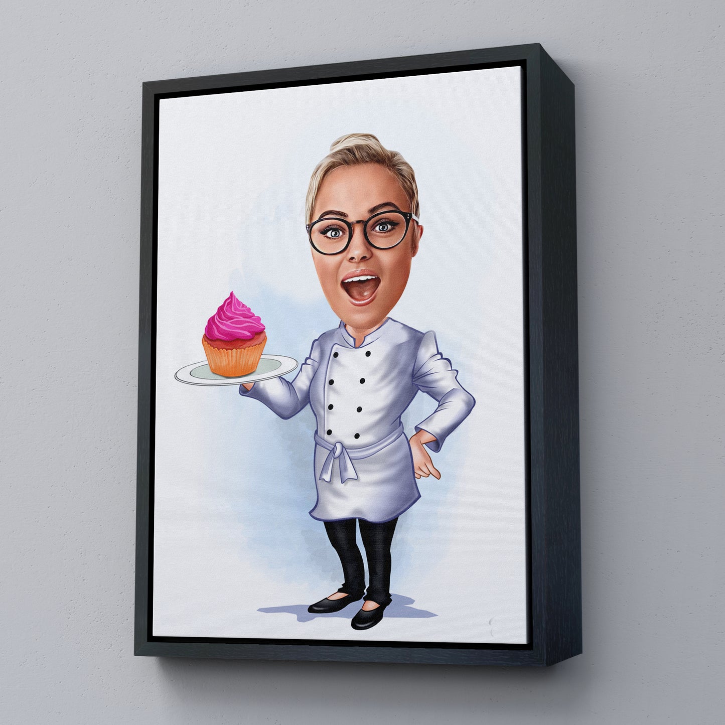 Kişiselleştirilmiş Pasta Şefi Temalı Karikatür Tablo