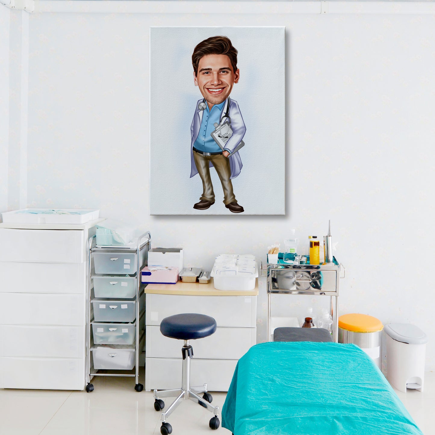 Kişiselleştirilmiş Doktor Temalı Karikatür Tablo