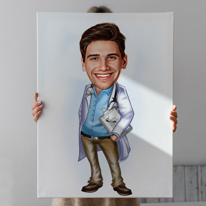 Kişiselleştirilmiş Doktor Temalı Karikatür Tablo