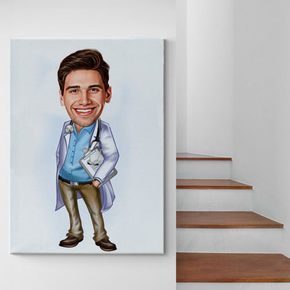 Kişiselleştirilmiş Doktor Temalı Karikatür Tablo